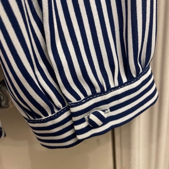 Ann Taylor Loft Navy And White Striped Blouse - Picture 4 of 4